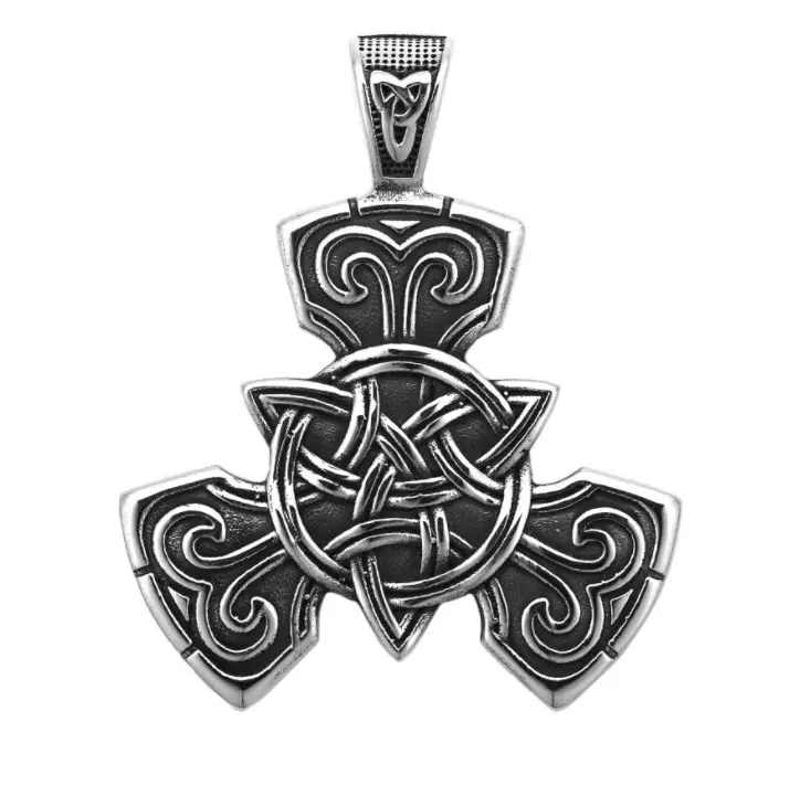 Colgante de runas vikingas nórdicas para hombre, collar de nudos celtas plateados, collar de runas