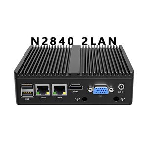 Linux Embedded Cheap win 10 Lüfter loser Industrial 2 Ethernet Dual Lan Port Rs232 Intel Celeron CPU Barebone Mini PC N2840 Minipc - Product Image 1