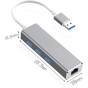 Doonjiey 3 Porte USB 3.0 per RJ45 1000Mbps Adattatore di Rete Hub per Mac PC - Product Image 2