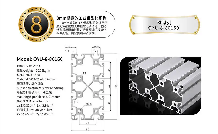 Pabrik 80160 t jalur linear rail profil aluminium ekstrusi