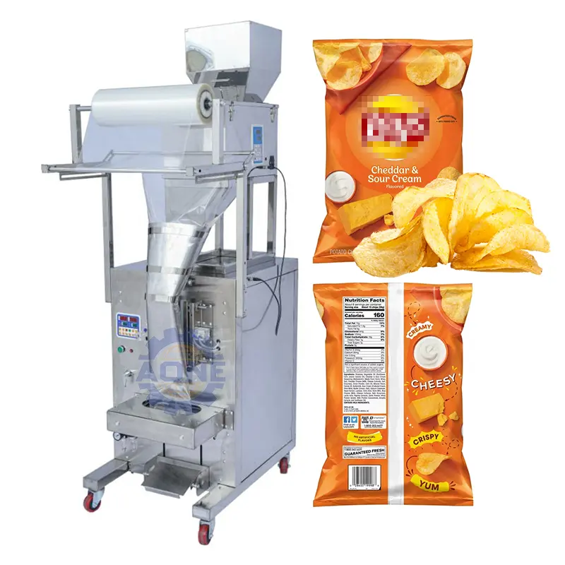 Bolsa de nueces Llenado Almendra Puffing Snack Food Machine Patatas fritas Banana Chips Bolsa Máquina de embalaje