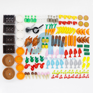 136 Cái Phụ Kiện Thực Phẩm Thành Phố Khối Xây Dựng Gạch Hình Động Vật Bạn Bè Nhà Bếp Trang Trại Nhà Hàng Bộ Phận Gạch MOC - Product Image 2