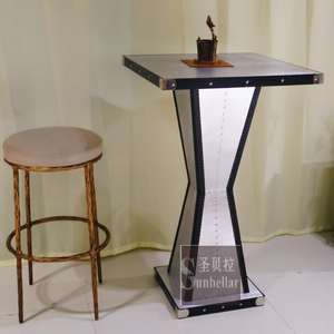 航空家具工业金属铝酒吧桌椅套装方形酒吧桌凳高饮酒吧柜台桌 - Product Image 2