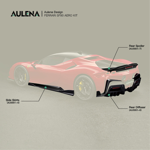 Aulena Neues Upgrade Dry Carbon Auto Hecks toß stangen Splitter Zubehör Heck diffusor Für Ferrari SF90 - Product Image 5