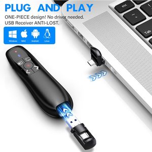 Wireless Presenter mit Laserpointer Red Pointer 2-in-1-Fernbedienung USB Typ C Presentation Clicker Anwendbar - Product Image 5