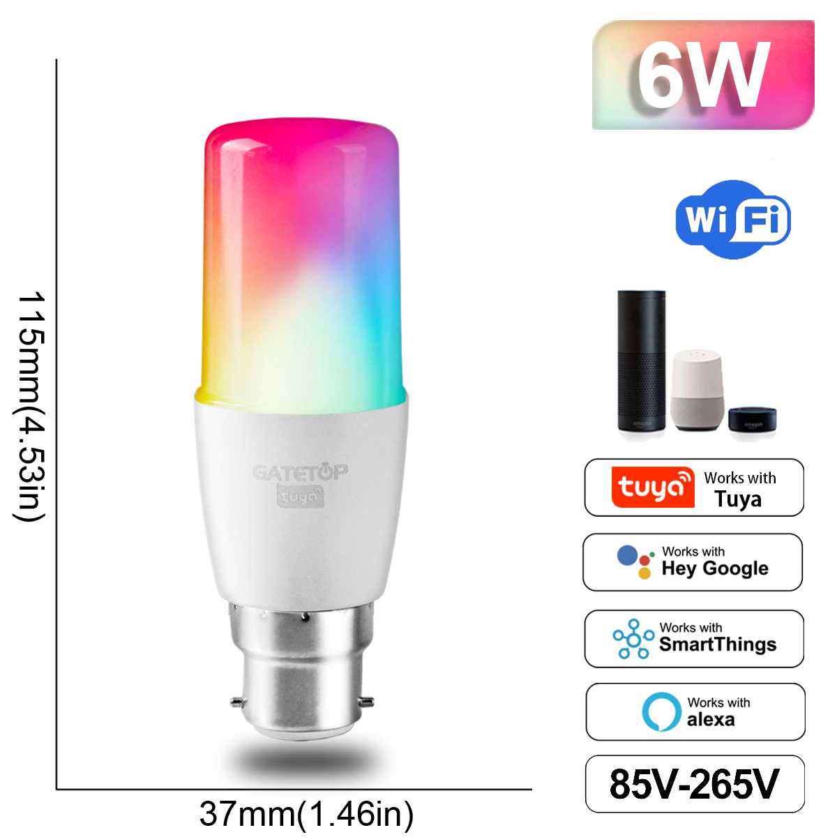 T37 6W B22 white housing