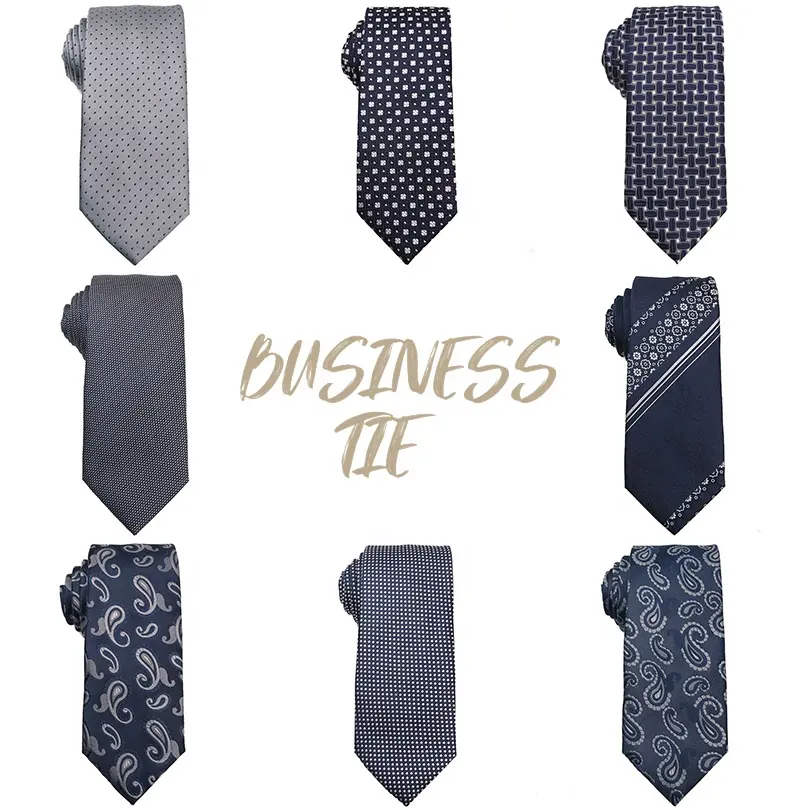 Navy Blue And Gray Micro Fibre Necktie 100% Polyester Ties For Men Business Men Tie Shirts