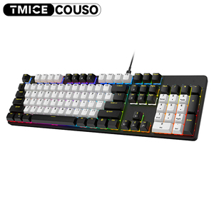 Teclado para juegos de teclas, Teclado mecánico con interruptor rojo lineal para ordenador con cable retroiluminado para Windows, portátil, PC, Gamer - Product Image 1