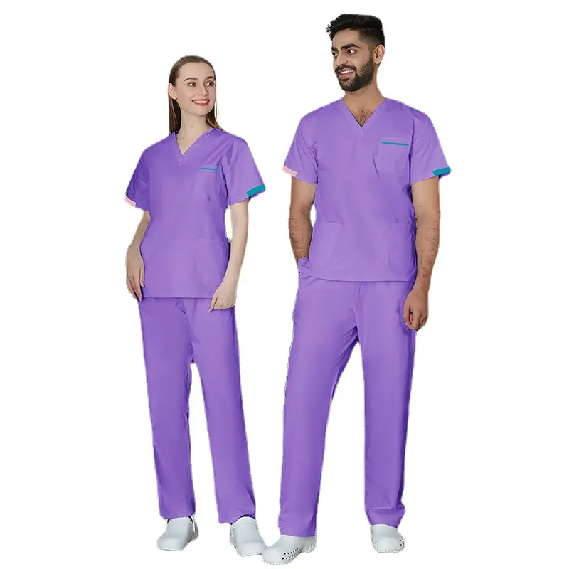 Logotipo personalizado Uniformes Médicos Mulheres Scrubs Conjuntos Hospital Tops Pant Workwear Ternos Dental Clinic Beauty Salon Lab Work Clothes