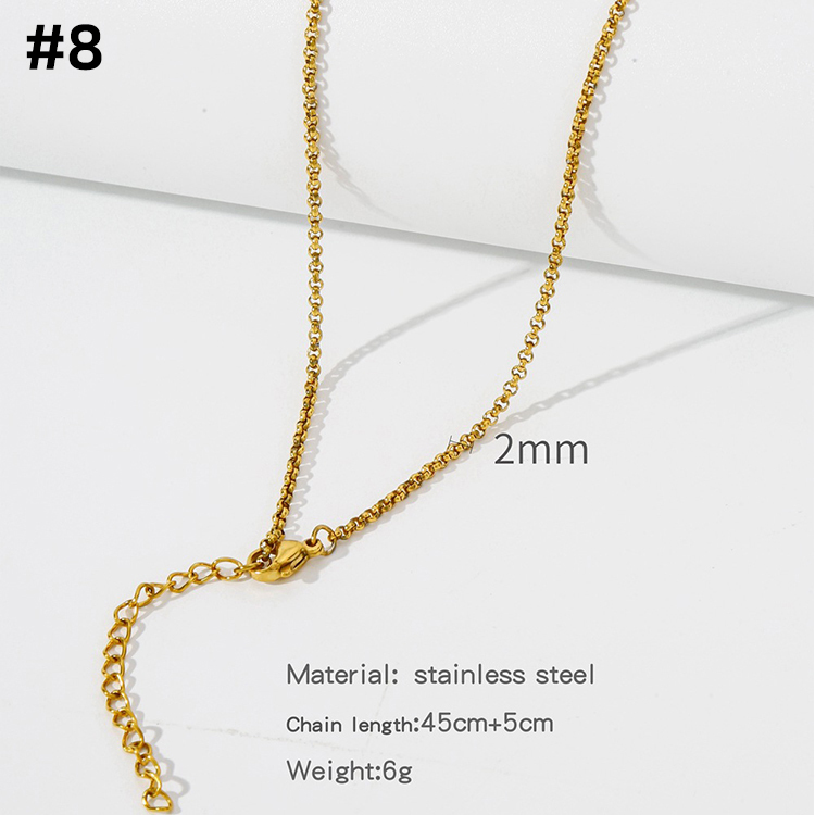 8. Round Pearl Chain-2mm-Gold
