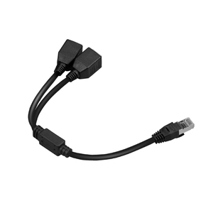 ソケットポートLANイーサネットネットワークスプリッターYアダプターケーブルRJ45 1オス ~ 2メス0.3m黒猫5eシールドなしツイストペア - Product Image 5