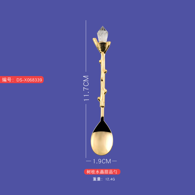 Cuillère à dessert en cristal branche d'arbre