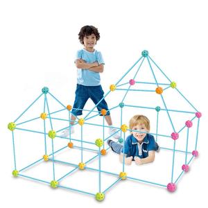 Erken eğitim mekansal düşünme oyuncak seti DIY yaratıcı Fort boru bloğu oyuncak 128 adet montaj plastik 3D yapı taşları çocuklar - Product Image 1