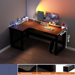 Escritorio de computadora de escritorio de gran espacio reversible en forma de L con estante y mesa de juego negra - Product Image 5