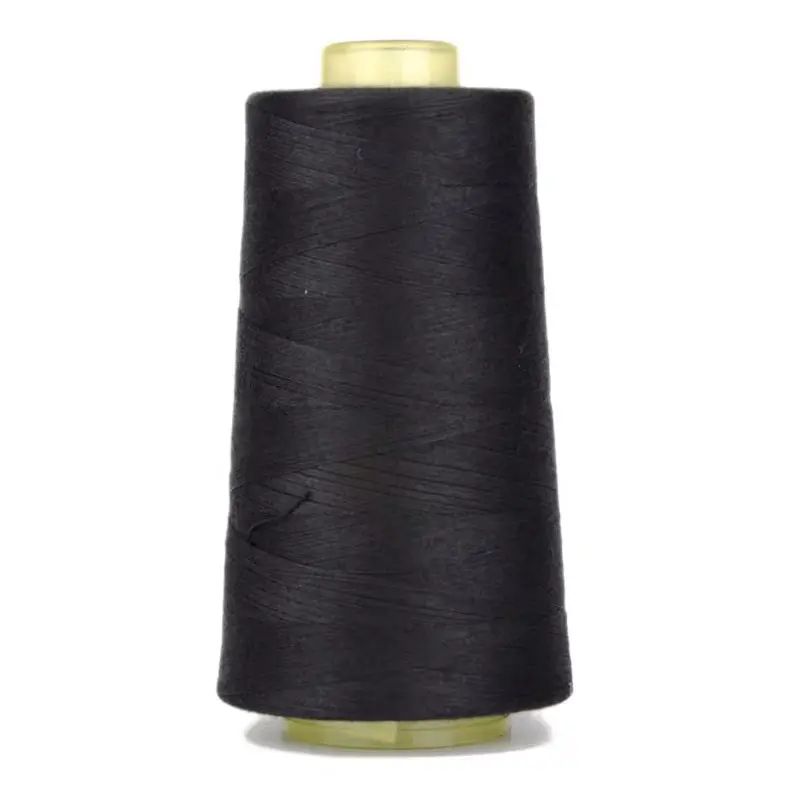100% Polyester Machine Sewing Twist Embroidery Tassel Threads Polyester Black Bright Thread For Coats Sewing Thread