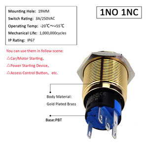 19mm Waterproof Custom Metal <strong>Push</strong> <strong>Button</strong> <strong>Switch</strong> 12v <strong>Computer</strong> Start Start Gold Metal Light <strong>Switches</strong> - Product Image 3