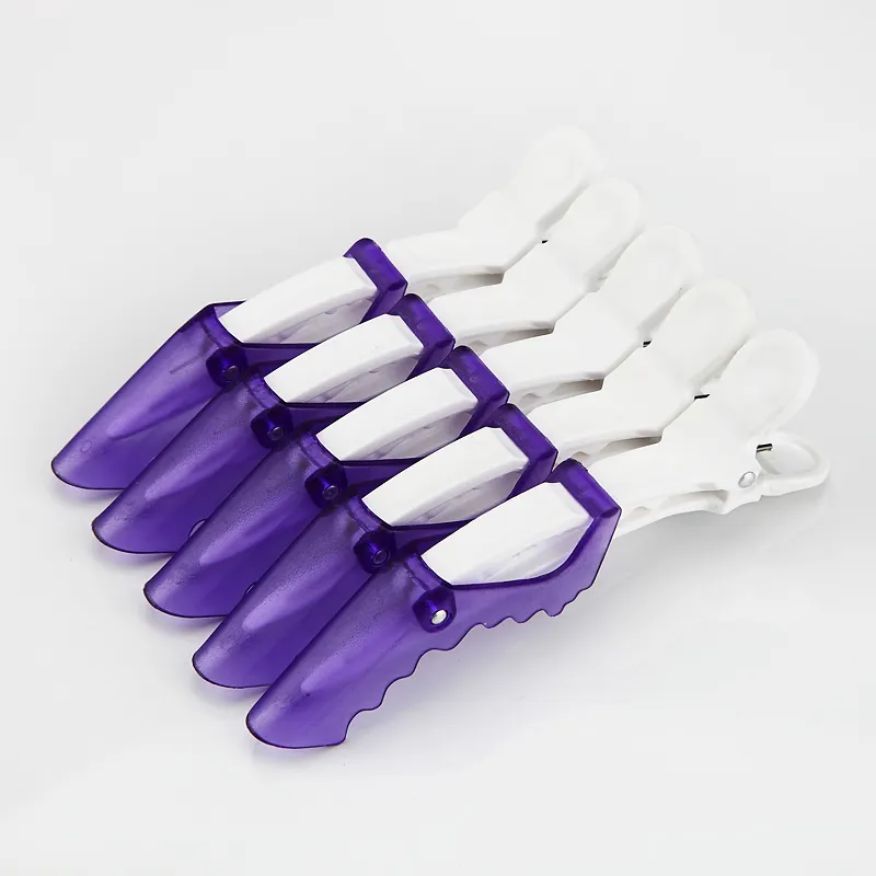 Hot sale pato hairclip mulheres cabelo clipe acessórios Crystal crocodilo clipe dupla cor branco e roxo pato bico clipe