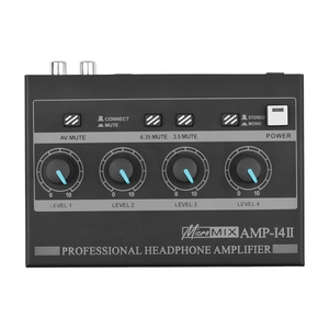 AMP-14 4-Channel <strong>Headphone</strong> Amplifier Compact Stereo <strong>Headphone</strong> Amp <strong>with</strong> <strong>RCA</strong>/6.35mm/3.5mm <strong>Input</strong> Volume Control - Product Image 1