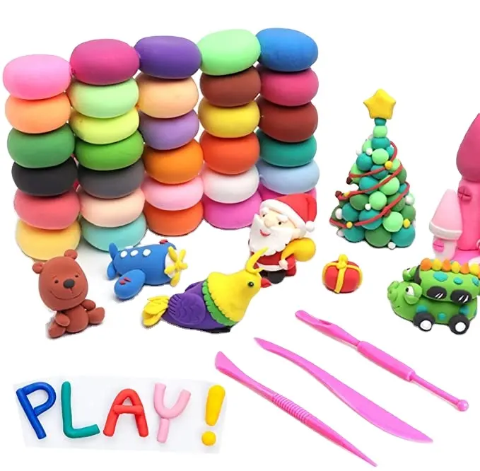 36 cores Plasticine Modeling Clay Air Dry DIY Ultra Light Clay, Soft Magic Plasticine Craft Toy com Ferramentas