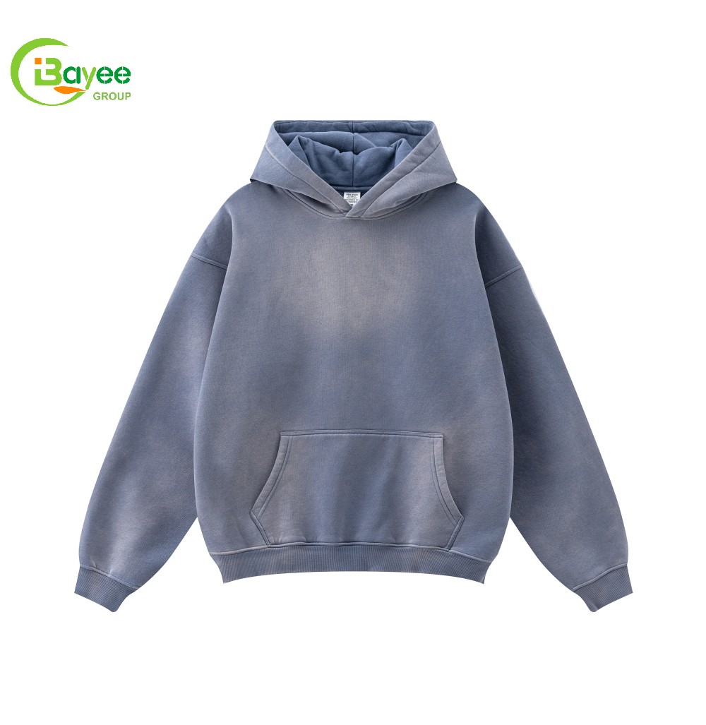 Sweat à capuche bleu uni