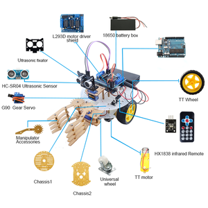 4WD Mechanical Robot Arm Kit mit Smart Robot Car R3 STEM Funks teuerung spielzeug aus Leiterplatte für Raspberry Pi-Benutzer