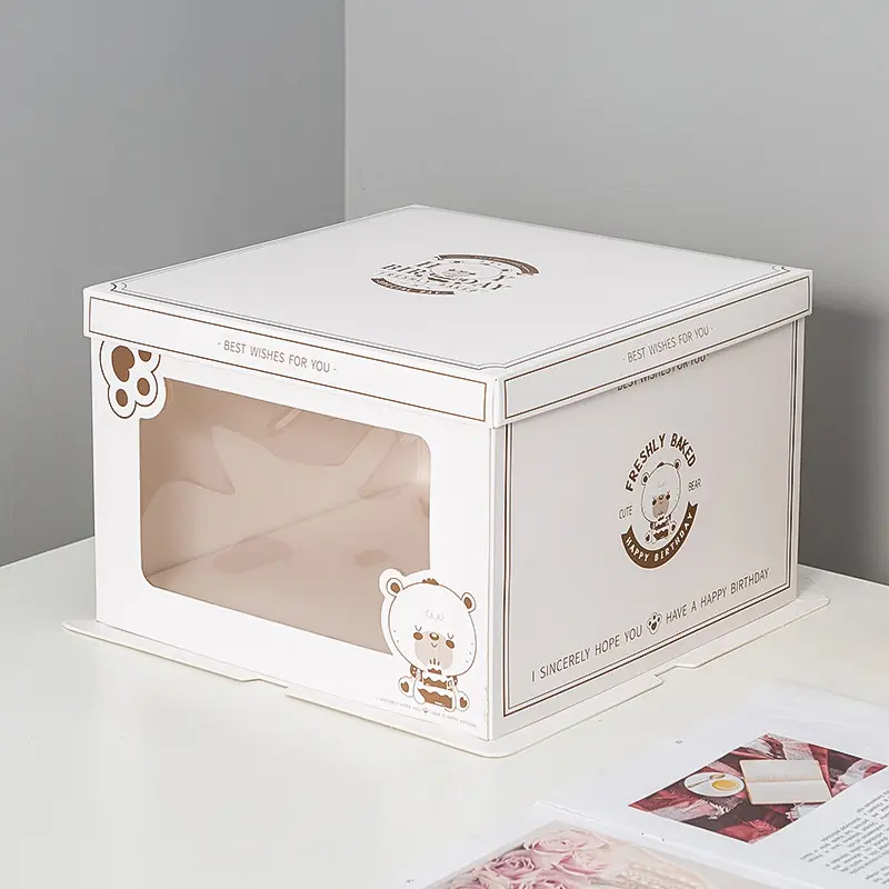 Caja de papel para cupcakes impresa personalizada, embalaje para pastel y pan, cuadrada