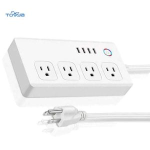 Tooya <strong>U</strong>.<strong>S</strong>. Standard 4 Extension Socket 4 USB WiFi Smart Power Strip with USB Port Support Multiple Cell Phone <strong>Control</strong> - Product Image 4