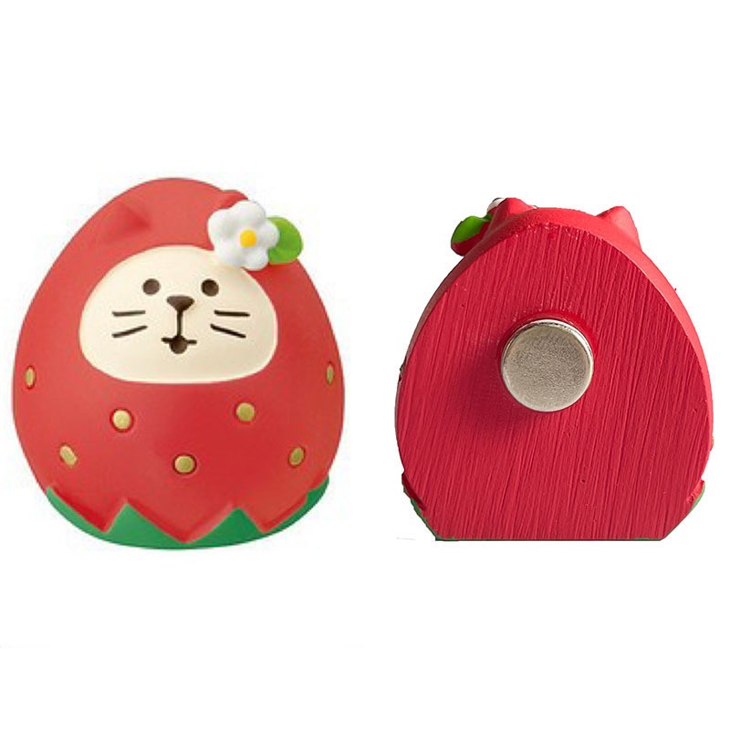 Autocollant de réfrigérateur chat fraise