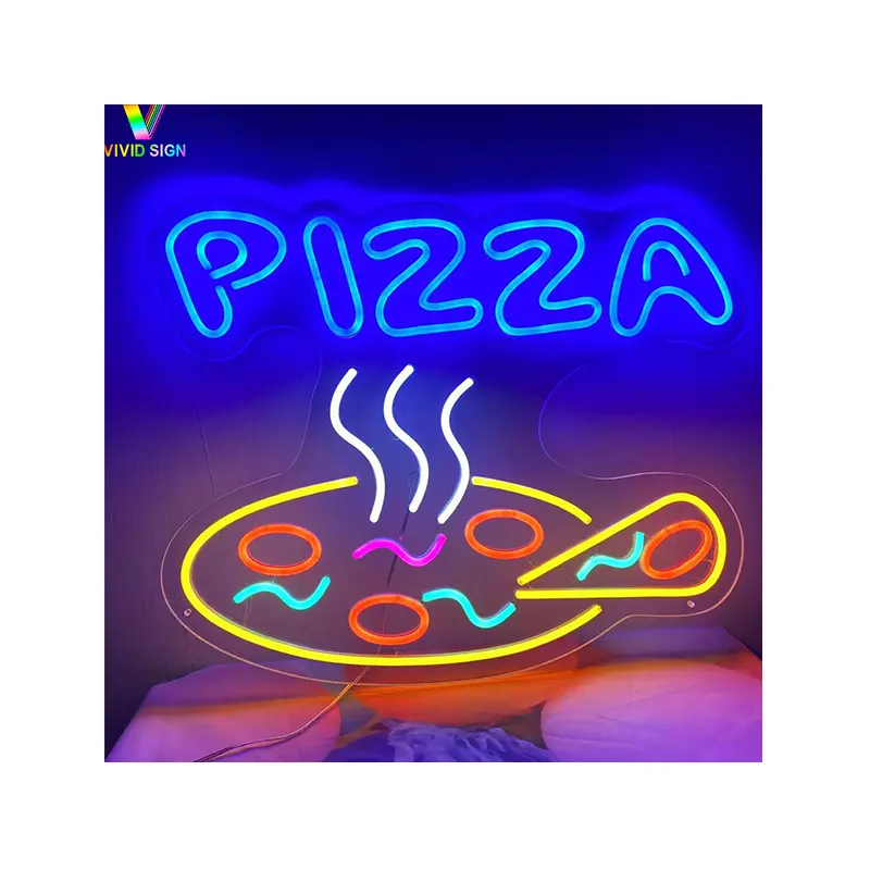 Özel cam tüp harfler Neon burcu elektronik işaretleri PIZZA açık Neon işareti diners ve restoranlar