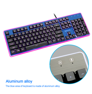 Teclado mecánico con cable RGB para juegos de ordenador, diseño ergonómico colorido, teclas multimedia