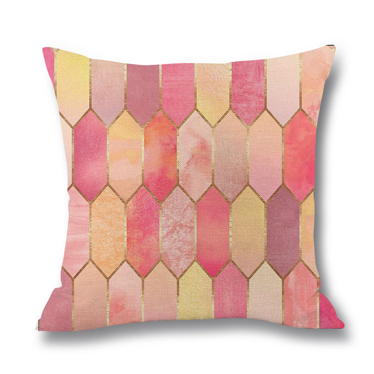 Colorful Geometric Digital Print Pillowcase Linen Cushion Cover
