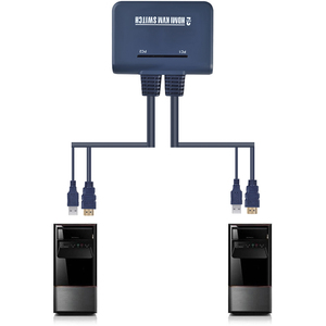 2端口HDMI兼容VGA DVI KVM开关键盘鼠标USB 2.0共享切换器分路器箱，带遥控器USB电缆 - Product Image 2