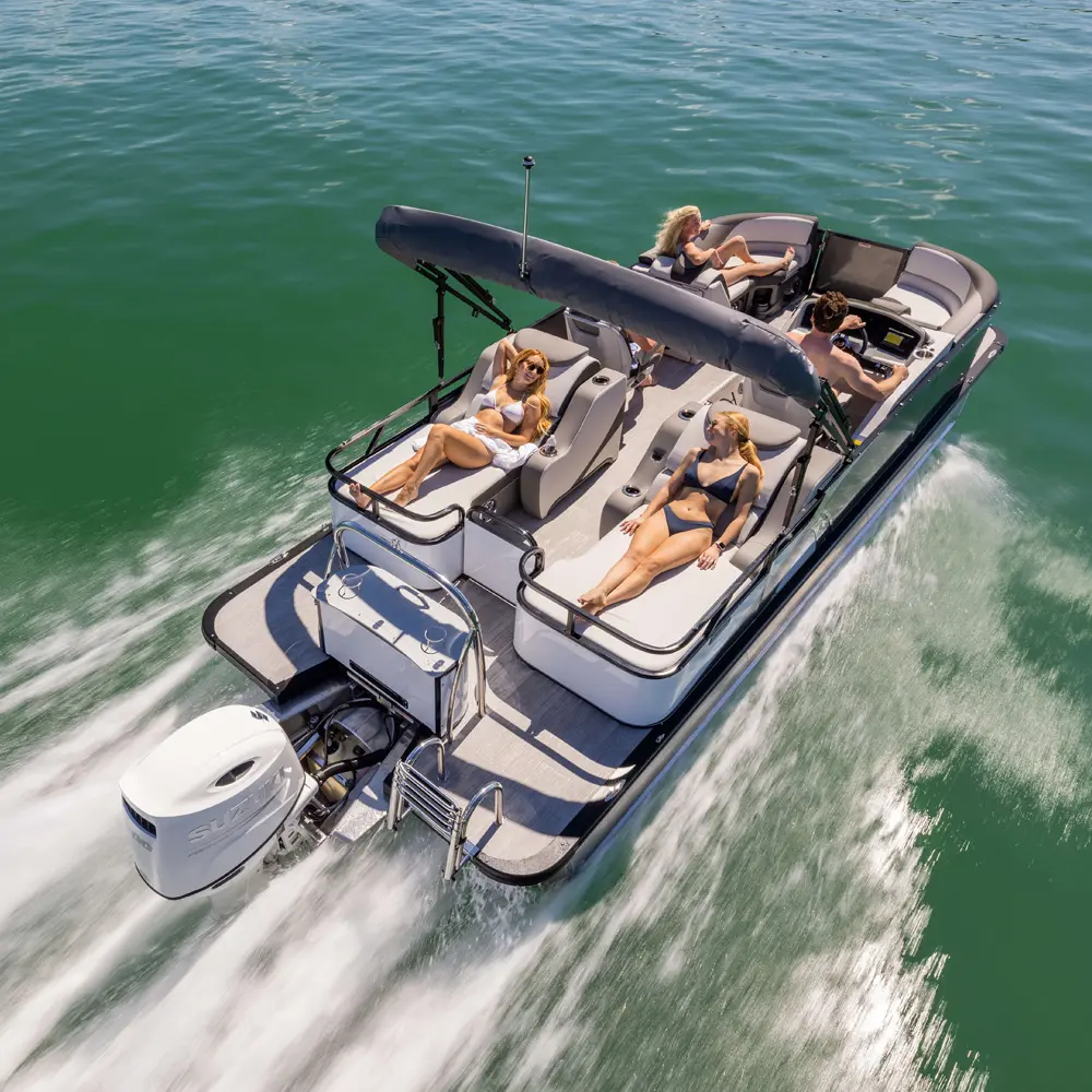 Vente à chaud Bateau ponton flottant en aluminium de luxe personnalisé à grande vitesse avec moteur pour les sports nautiques