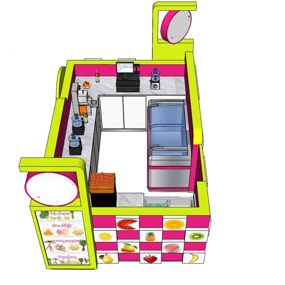 Su ordinazione libero di disegno 3D mall chiosco gelato/bubble tea chiosco