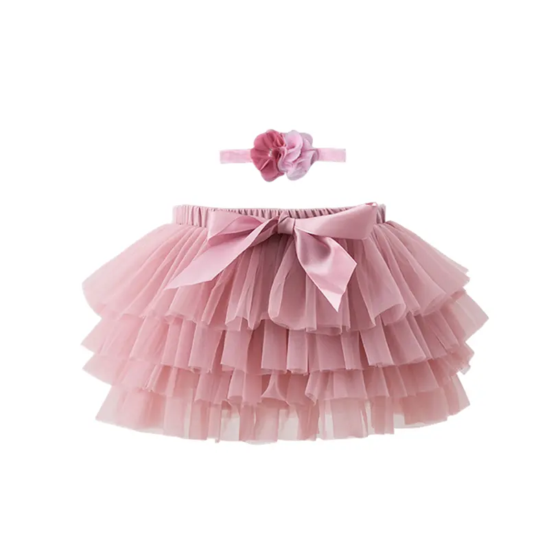 2PC Newborn Cute Bow Pink Tulle colorido niño niña tutú faldas con diadema