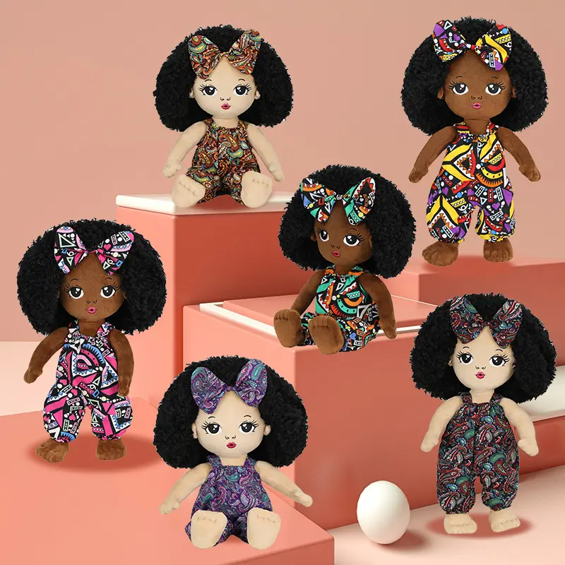 SongshanToys peluches farcito morbido kawaii carino personalizzato peluche afroamericano nero bambole di pezza per bambini ragazza