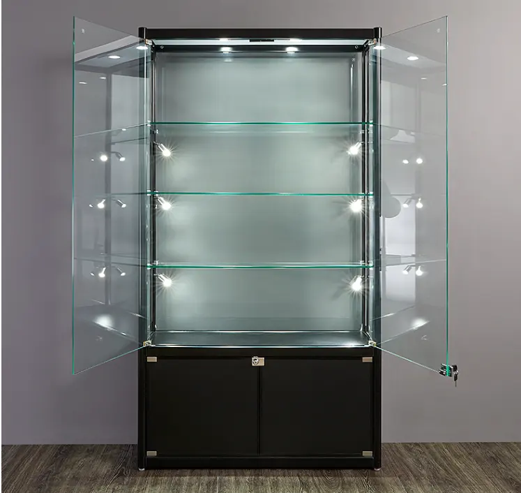 Full vision glass display cabinet showcase for medal trophy