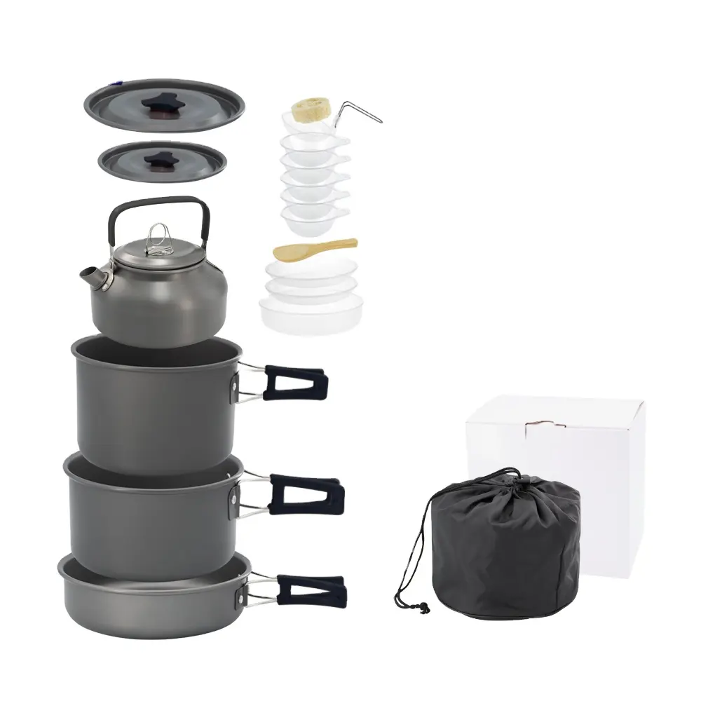 Outdoor teapot set pot with tableware set pot combination aluminum oxide material portable camping pot set teapot