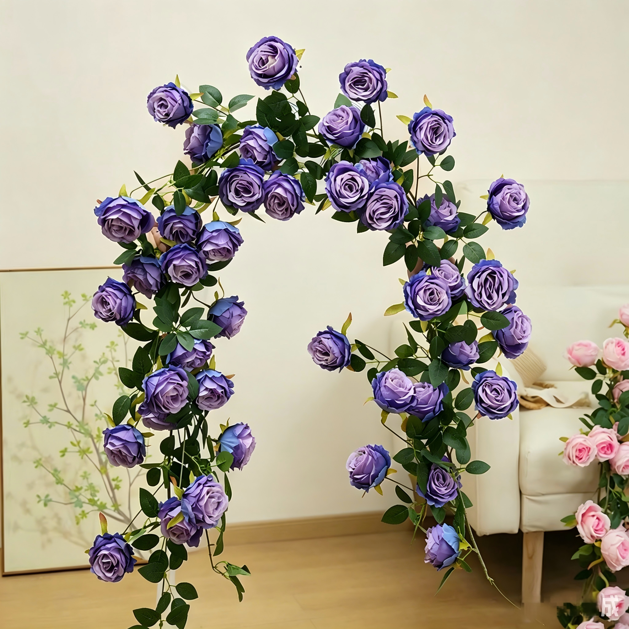 Starry sky purple large-flowered monet rose vine-one piece