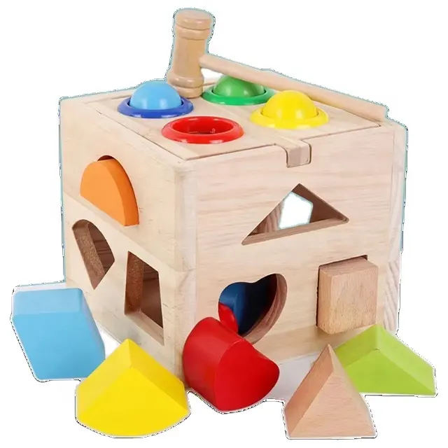 مكعبات بناء خشبية لعبة صندوق الذكاء تشكيلة مربعات الاكسسوارات الخشبية لعبة مكعبات الهندسية