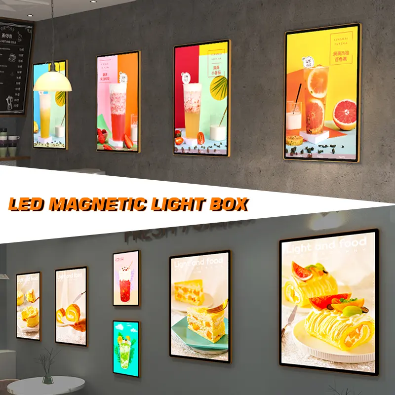 Professioneel Magnetisch Restaurant Menubord Aluminium Frame Reclame Acryl Ultradunne Achtergrondverlichting Led Lichtbak Voor A3-formaat