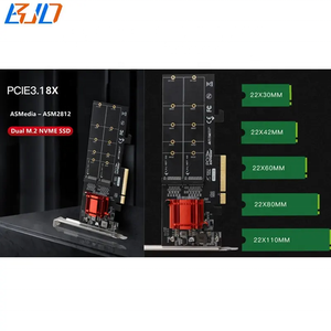 PCI Express 8X PCI-E X8 to <strong>2</strong> * <strong>M</strong>.<strong>2</strong> NGFF <strong>M</strong>-<strong>Key</strong> <strong>Key</strong> <strong>B</strong>+<strong>M</strong> 2280 22110 M2 NVME SSD Converter Adapter Card ASM2812 in Stock - Product Image 5