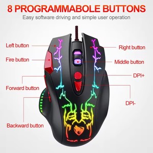 TWOLF G550 Mouse da gioco cablato 8 pulsanti retroilluminati programmabili RGB 7200DPI luce ottica LED USB destra Opt per PC giochi per Computer - Product Image 3
