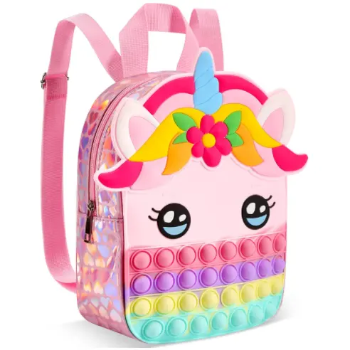 Push Pop kabarcık stres oyuncakları 2022 silikon omuzdan askili çanta Fidget sırt çantası kızlar için okul çantası
