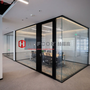 Custom Modern Double-Layer Glass <strong>Modular</strong> Office <strong>Partition</strong> Wall Soundproof Aluminum Profile <strong>System</strong> for Home Office Building - Product Image 1