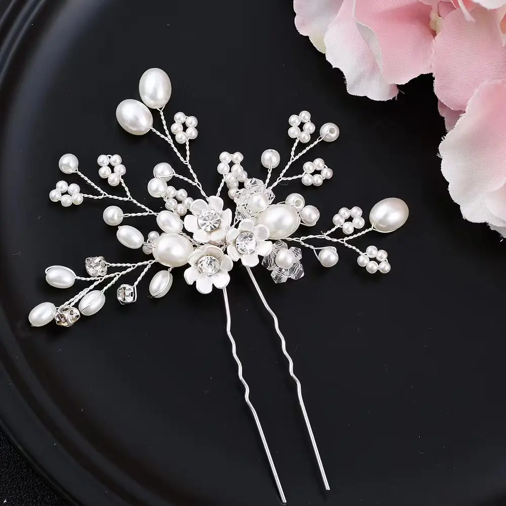 Affascinante pezzo di capelli accessori gioielli copricapo da sposa piccolo con perline da sposa in argento forcine e clipsall'ingrosso moda sposa
