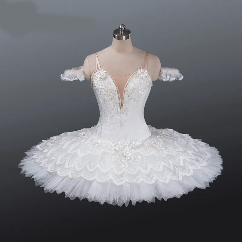 Profissional Personalizado Ballet Stage Performance TUTU White Swan Dancer Dress Personagens Gaze Saias Brancas para Adultos