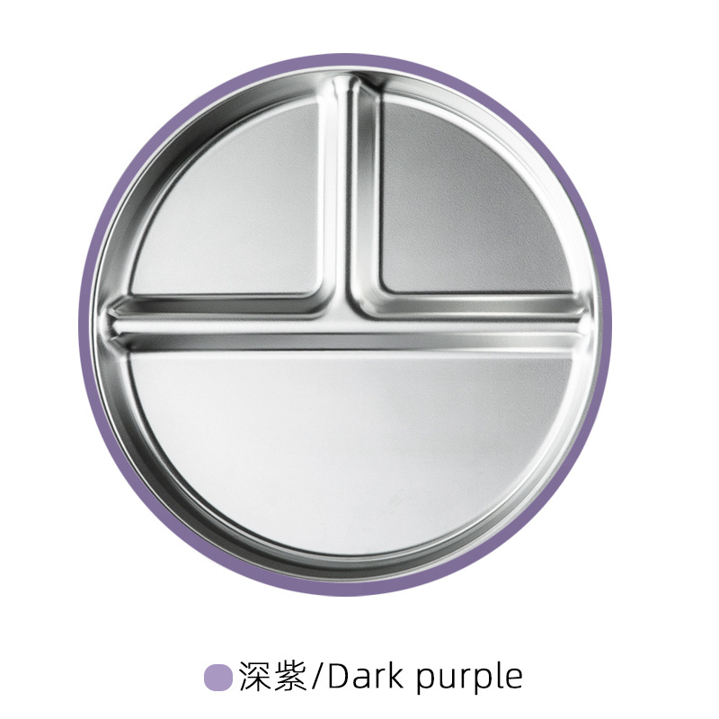 Plaque ronde en acier inoxydable avec base d'aspiration violet foncé