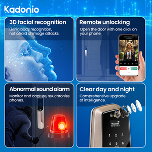 Kadonio Dual Screen Display Digitale Smart Lock Gesichts erkennung Zugangs kontrolle Gegensprechanlage mit Finger abdruck kameras - Product Image 5