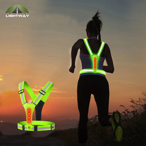 Bán buôn biểu tượng tùy chỉnh khả năng hiển thị cao an ninh Áo khoác an toàn Nylon vest với đèn LED và lưới chạy phản quang vành đai - Product Image 6